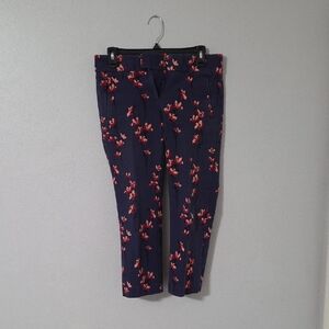 LOFT Navy Floral Print Trousers